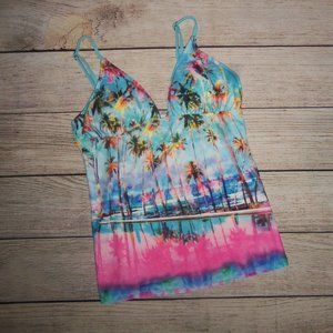 Arizona Jean Co Beach scene Tankini Swimsuit Top M